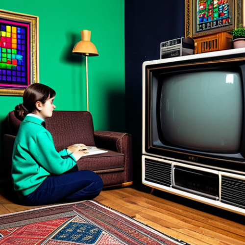 Home 7 레트로 아날로그 게임 - **
"A person playing Tetris on an old CRT television, fully clothed, modest room interior with retr...
