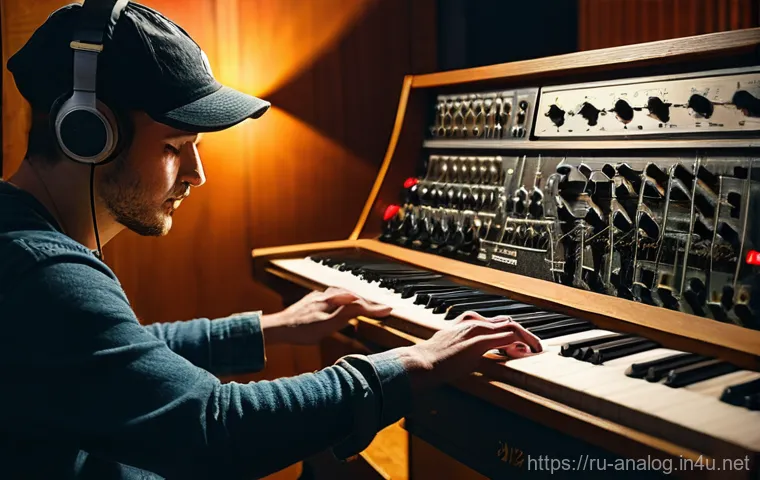 아날로그 악기와 디지털 악기의 차이 - **Prompt 1: The Soul of Analog Sound**
A highly detailed, cinematic photograph of a musician, ge...