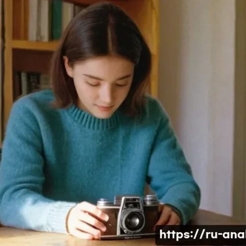 Home 24 아날로그 카메라 필름 촬영법 - **Prompt:** A young woman, casually dressed in a comfortable sweater and jeans, is intently focused ...